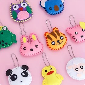 Resim 5 Renkli Hayvan Kolye DIY Anahtarlık Seti - Noel Sevgililer Günü El Sanatları Malzemeleri, Yaratıcı Dikiş Araç Setleri, Dokunmamış Yapım Torbaları, Rastgele Tarz Sanatsal Hediye Fikri Anneler/Büyükanne için (Yüksek Kaliteli Malzemeler) 