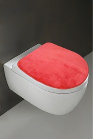 Resim Teksev Klozet Kapak Örtüsü, Ultrasoft Düz Kırmızı Renk, Banyo Klozet Örtüsü 