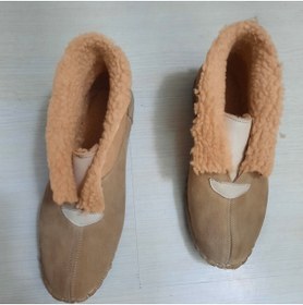 Resim KAPAR Hakiki Deri Kürklü Panduf Evde İç ve Dış Mekanlarda Kullanılacak Kışlık Bot 