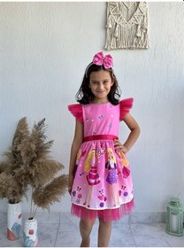 Resim Barbie Kız Çocuk Elbisesi - Pembe 
