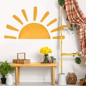 Resim Güneş Desenli Çağdaş Geometrik Duvar Sticker Seti - 10 parça Kendinden Yapışkanlı Polivinil Klorür Duvar Stickerları, Güneş Patlaması Tasarımı, Yatak Odası, Oturma Odası ve Ev Dekorasyonu için Uygun - Tekrar Kullanılabilir, Kolay Kurulum, Elektriksiz Aile Duvar Sanatı Dekorasyonu. 