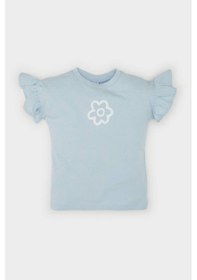 Resim DeFacto Kız Bebek Bisiklet Yaka Çiçekli Kısa Kollu Tişört Z9212A225SMBE343 Mavi 