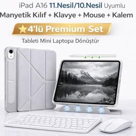 Resim UnDePlus iPad 11.Nesil A16 11inç/10.Nesil 10.9inç ile uyumlu Kılıf Multi SkinPro + Klavye + Mouse + Kalem 4lü Set 