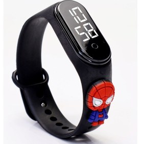 Resim Spiderman Figürlü Dijital Led Takvimli Çocuk Kol Saati Dokunmatik Tuşlu Su Geçirmez Siyah-spider 