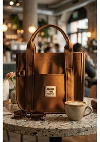 Resim Vellabags Kahverengi Kadın Mini Tote Çanta Şık, Hafif Ve Günlük Kullanım Çantası Acıkahve 