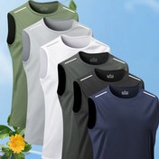 Resim Erkek Atletik Tank Topları - Nefes Alabilen Polyester, Yuvarlak Yaka, Teri Emici Spor & Koşu Giyim, Siyah, Yeşil, Mavi, Beyaz, Spor Giyim | Spor Tank Topu | Rahat Uygun 