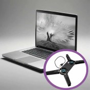Resim 1 adet Çift Fan Laptop Standı | Katlanabilir USB Soğutma Rafı | Alüminyum Notebook Tutucu | Ofis Oyun Masası Temel - Siyah ve Mavi Detaylar, Taşınabilir ve Ayarlanabilir, Oyun ve Ofis Kullanımı için İdeal, Ofis Temel | Modern Estetik | Dayanıklı Yapı, Laptop Soğutma Rafı 