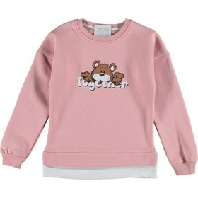 Resim İrem Kız Çocuk Çift Taraf Ayıcık Desenli Sweatshirt Pudra 