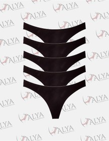 Resim Alya Underwear Kadın Külot Pamuklu String - 5 Adet Siyah Tanga S, M, L, Xl Siyah 
