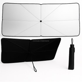 Resim busstier Katlanabilir Şemsiye Tipi Güneşlik 140x80 cm UV Koruma Isı Yalıtımı Kolay Kurulum 