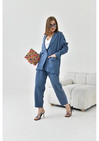 Resim Ftz Women Kadın Keten Ceketli Takım İndigo 30777-indigo İndigo 