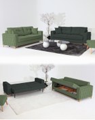 Resim Velura Home & Living Nola Koltuk Takımı 3+3 & Bazalı Yataklı Koltuk & Kanepe - Keten 