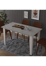 Resim Asra Trend Yemek Masası YM-01 %100 MDF 4-6 Kişilik Mutfak Salon Masası Retro Gri Açık Gri 