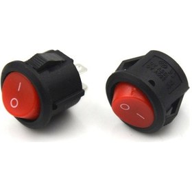 Resim Yuvarlak 2 Pin Anahtar Rocker Switch Mini Buton Kırmızı Aç 