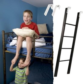 Resim Yatak Merdiveni Yetişkin Çocuklar Için Siyah Tek Kişilik Yatak Ranza Merdiveni, Güvenlik Metal Basamaklı Merdiven 120, 135, 140, 150, 160, 165, 170, 180 Cm, Kancalı Karavan Ranza Merdiveni(135cm/53") 