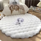 Resim Yuvarlak Tüylü Suni Tavşan Kürk Halı Pedi 1 ADET, Hafif Makinede Yıkanabilir Polyester, Kaymaz Polipropilen Taban, Düşük Havlı Düz Renkli Vurgu Paspası Oturma Odası Yatak Odası İçin - Noel, Paskalya, Hanuka, Şükran Günü, Aziz Patrick Günü Sırasında Ev Dekorasyonu İçin Uygundur 