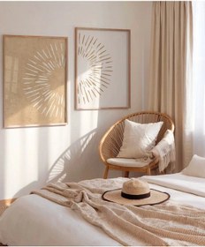 Resim Çerçevesiz Poster Rustik Doku Ve Soyut Çizgi 2'li 