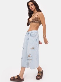 Resim Kadın Ice 12s6-3 Süper Baggy Fit Bermuda Denim Jort - Ice Rengi / 38 