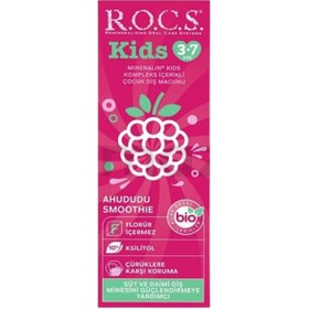 Resim Rocs Kids Diş Macunu Ahududu Smoothie Tadında Florürsüz 3-7 Yaş 45 gr 