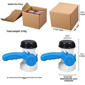 Resim Teltree 1000l Ibc Plastik Tank Açma-kapama Valfi - Asit Ve Alkali Dayanıklı Dn40 Kelebek Valfi Parçaları 2 Adet Uçak Kutusu İle 