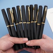 Resim 10 adet Moda Siyah ve Altın Jel Kalemler - 0.7mm İnce Uç, Büyük Kapasite, Hızlı Kuruyan, Doldurulabilir, Orta Uçlu Okul ve Ofis Kullanımı İçin, Ofis Kırtasiye, Şık Kalem Tasarımı, Dayanıklı Kalem İnşası 
