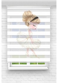 Resim Perdecizade Enxboy Sarı Saçlı Kız Dijital Baskılı Zebra Perde-cocuk Odası-stor Perde Renkli 