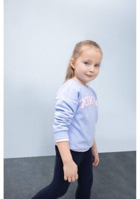 Resim DeFacto Kız Bebek Bisiklet Yaka Baskılı İçi Yumuşak Tüylü Sweatshirt D7871A525SPBE551 Mavi 