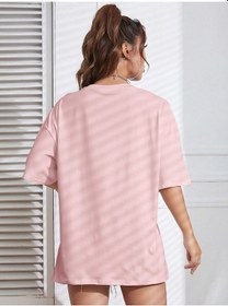 Resim Nope Today T-shirt - Pembe Baskılı Oversize Bisiklet Yaka Kısa Kol Tişört Pembe 