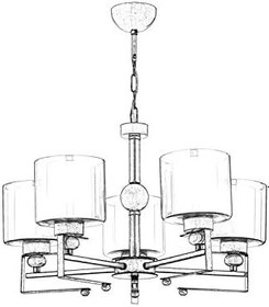 Resim AVONNI AV-65227-5E Eskitme Kaplama Modern Avize, E27, Metal, Cam, 58cm 