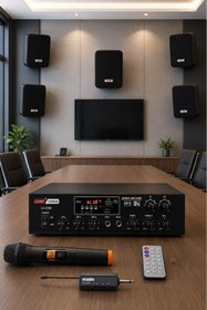 Resim Lastvoice Black Large Plus Paket-4 Hoparlör Ve Anfi Anons Ses Sistemi Seti 