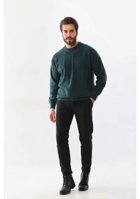 Resim Sanfa Erkek Bisiklet Yaka Saf Yün Kazak 4114 Yeşil 