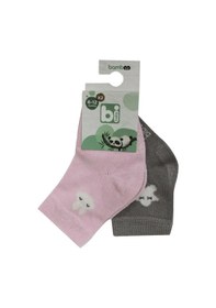 Resim Bibaby Desenli Bamboo 2Li Çorap 68384 Pembe Gri Pembe - Gri 