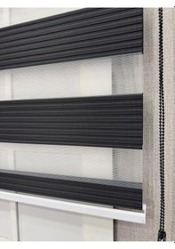 Resim Donatti Zebra Stor Geniş Plise Güneşlik Perde Siyah Siyah 