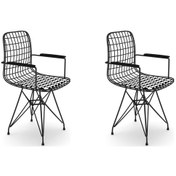 Resim Knsz kafes tel sandalyesi 2 li mazlum syhkono kolçaklı ofis cafe bahçe mutfak 