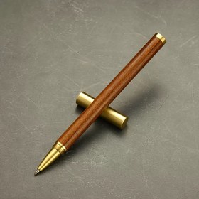 Resim Şık Sarı Pirinç ve Ceviz Kalem - Kişiselleştirilmiş Oyma, Tornavida Kapağı, Orta Nokta, İş, Toplantılar ve Liderler ve Öğretmenler için Hediye, Toplantı Aksesuarı | Şık Kalem Tasarımı | Şık Kaplama 