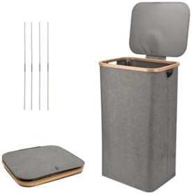 Resim Mien Bambu Kenarlı Kumaş Katlanabilir 100 Lt Çamaşır Sepeti 44x33x70 