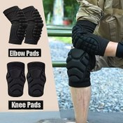 Resim 2'li/4'lü Evrensel Erkek ve Kadın Diz ve Dirsek Ekipman Seti - Nem emici kumaştan yapılmış ayarlanabilir yastık pedleri | Antrenman, yoga, yürüyüş, spor ve yoğun fiziksel işler için tüm gün boyunca rahat kullanım 
