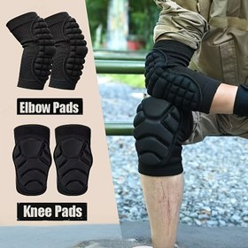 Resim 2'li/4'lü Evrensel Erkek ve Kadın Diz ve Dirsek Ekipman Seti - Nem emici kumaştan yapılmış ayarlanabilir yastık pedleri | Antrenman, yoga, yürüyüş, spor ve yoğun fiziksel işler için tüm gün boyunca rahat kullanım 