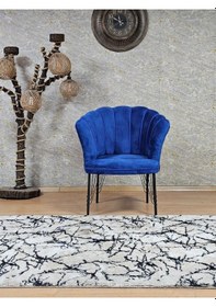 Resim Tekli Siyah Boyalı Tel Ayak Papatya Çay Seti Koltuk Tekli Berjer 001 