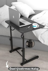 Resim Depolife Eğim Yükseklik Ayarlı Laptop Sehpası Kahvaltı Ders Çalışma Bilgisayar Ofis Yemek Masası Metal Ayak 