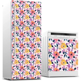Resim ve Bulaşık Makinası Beyaz Eşya Sticker Kaplama Çiçekler Boyama 