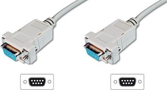 Resim AK-610100-030-E Modem Bağlantı Kablosu, D-Sub9 Dişi - D-Sub9 Dişi, 3 metre, vidalı, bej renk 