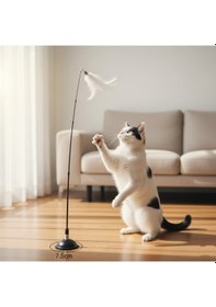 Resim Runaway Vantuzlu Tüylü Zilli Kedi Oyun Oltası 