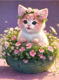 Resim Kahverengi Elmas Boyama Yeni Varış Çiçek Sepeti Kedi Diy Mozaik Nakış Sevimli Evcil Hay Taklidi Resim Çapraz Kanvas Tablo 56920387 