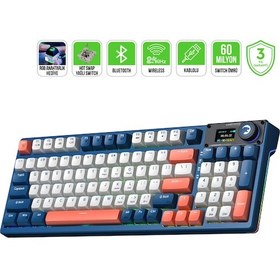 Resim Gamepower Gasket Elite X RGB Wireless/Bluetooth/Kablolu Mekanik Hot-Swap Yağlı Switch Gasket Gaming Klavye 