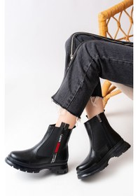 Resim Asm-086 Siyah Fashion Aksesuarlı Fermuarlı Günlük Kadın Bot Siyah 