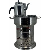 Resim Paslanmaz 304 Çelik 10 L Çift Hazneli Demlikli Semaver 