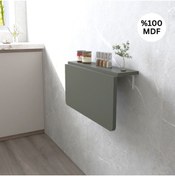 Resim Kydonia Home 72x45 Cm Oval Köşeli Duvara Monte Sabit Raflı Kırma Katlanır Yemek Masası 