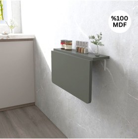 Resim Kydonia Home 72x45 Cm Oval Köşeli Duvara Monte Sabit Raflı Kırma Katlanır Yemek Masası 