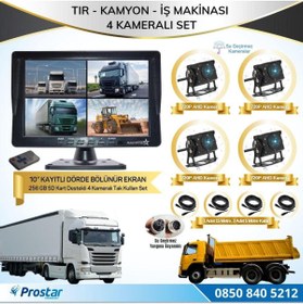 Resim Navistar Kayıtlı 10" Dört Kameralı 256 Gb Sd Destekli Ahd Tır Kamyon Ve Iş Makinaları Için 12 24 Volt Tak Ku 